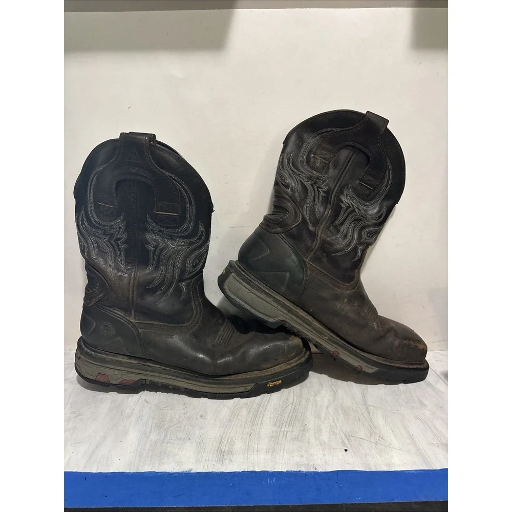 Justin Mens Brown Leather Work Boots Commander X5 Steel Toe 13D